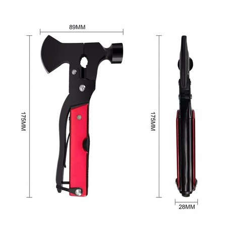 Multitool 17w1 Narzędzie wielofunkcyjne survival składany scyzoryk nóż piła, czerwony