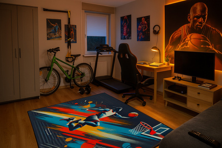 3D Strado BASKETBALL gaming carpet 100x150 cm modern with 3D pattern for gamer's room