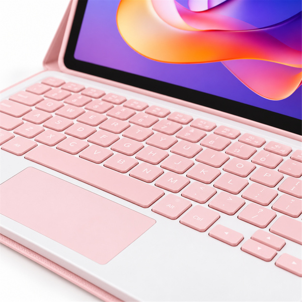 Puzdro s klávesnicou Bluetooth na Redmi Pad 2 11 2025, ružové - ochranné so stojanom, prístup k portom a tlačidlám