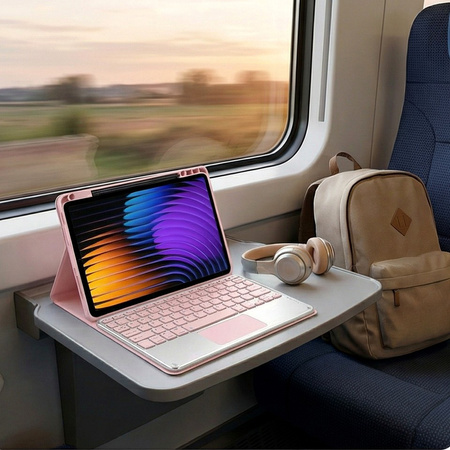 Puzdro s klávesnicou na Xiaomi Pad 7 / Pad 7 Pro 11.2 na stylus / Xiaomi Pad 7 Pro, ružové - ochranné so stojanom