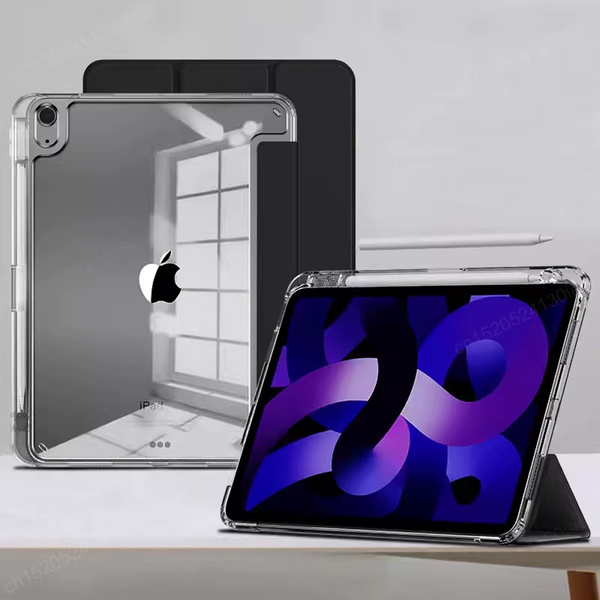 Hard Crystal case with stylus holder for Apple iPad 10.9 10 GEN 2022 / iPad 11 A16 11GEN 2025 - Black