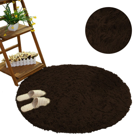 Shaggy Strado 100x100 DarkCoffee round rug (Dark brown)