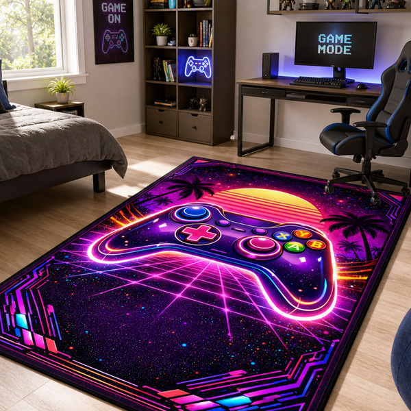 Dywan gamingowy dla gracza mata pod fotel antypoślizgowy Retro Pad