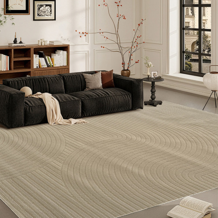 Dywan 160x230 do salonu pętelkowy duży japandi nowoczesny ciężki gruby POLO - Path Camel (Beżowy)