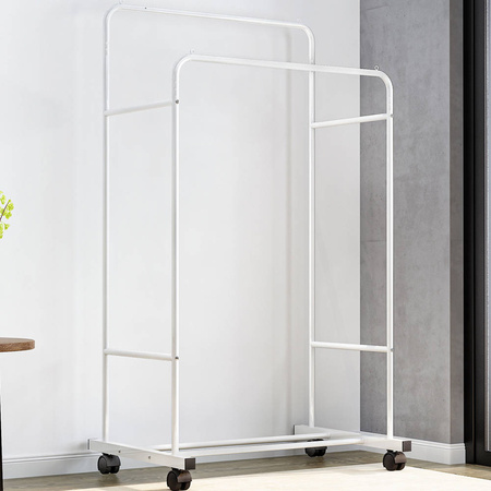 Double standing hanger on wheels for clothes - Costway W050 (White)