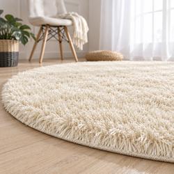Dywan okrągły Shaggy 120x120 cm, beżowy CreamBeige - pluszowy do salonu