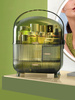 Multilevel green casket organizer Strado for cosmetics and jewelry capacious lockable acrylic trunk