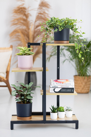 KWIETNIK 75 cm stojący metalowy stojak na kwiaty 4 poziomy półki mocny Oaza