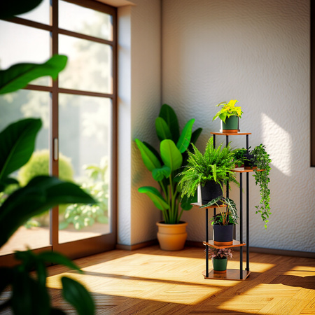 Kwietnik metalowy na kwiaty stojący wysoki 5 poziomów duży 106cm XL PALACE, czarny