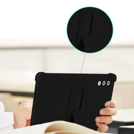 Puzdro Armor na Lenovo Yoga Tab Plus 12.7 2025, čierne - ochranné so stojanom, prístup k portom a tlačidlám