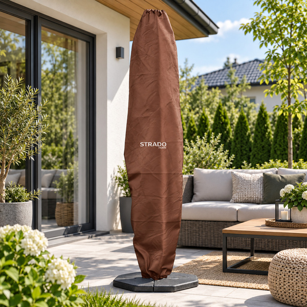 Pokrowiec na parasol ogrodowy 265x70 cm wodoodporny brązowy