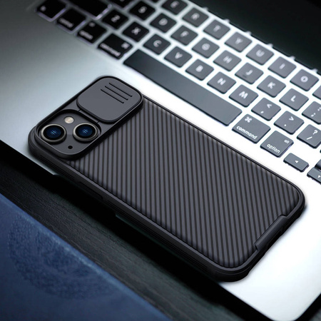 Puzdro Nillkin Camshield Pro na iPhone 14 Plus kryt fotoaparátu zadný kryt, čierne - ochranné so stojanom