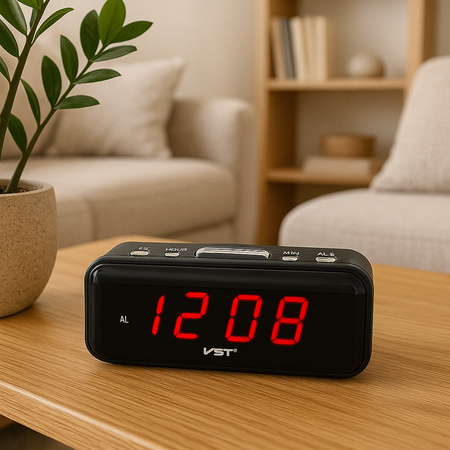 Budík hodiny elektronický digitálny LED 24h hlasný budík, čierny