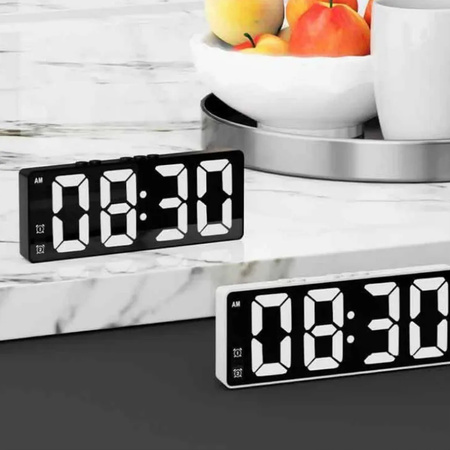 Budík hodiny elektronický digitálny LED 24h hlasný budík driemanie teplota, čierny