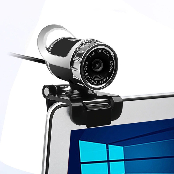 Kamera internetowa mikrofon do lekcji pracy video PC laptop A859 z uchwytem, czarna