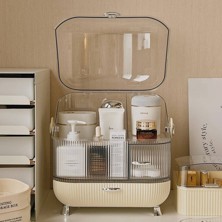 Strado multi-level casket organizer for cosmetics and jewelry capacious lockable acrylic trunk