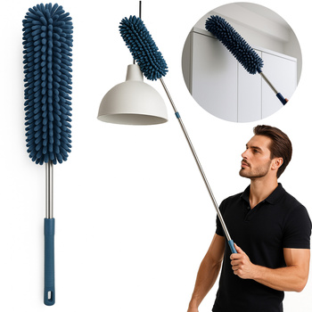 Szczotka do kurzu z mikrofibry teleskopowa do pajęczyn długa 60-95cm, granatowa