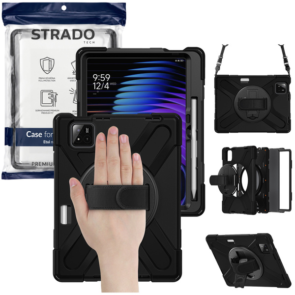 Etui pancerne Armor do Xiaomi Pad 7 / 7 PRO / Pad 8 / 8 PRO / Pad 9 z uchwytem - czarne