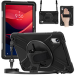Etui Armor Strap z paskiem do Lenovo Tab M11 10.95, czarne - ochronne z podstawką, dostęp do portów i przycisków
