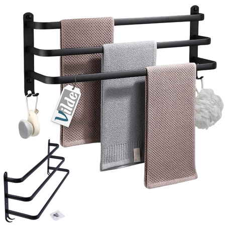 Wieszak na ręczniki aluminiowy czarny 60 cm
