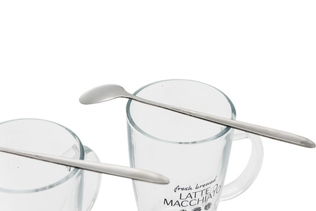 Set of latte glasses 2x glass with spoon