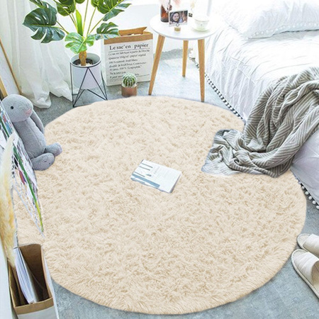 Dywan okrągły Shaggy Strado 100x100 CreamBeige (Beżowy)