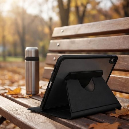 Etui Obrotowe Pencil do iPad 10.9 2022 Gen. 10 / 11 2025 A16 Gen. 11 Wake, czarne - ochronne z podstawką