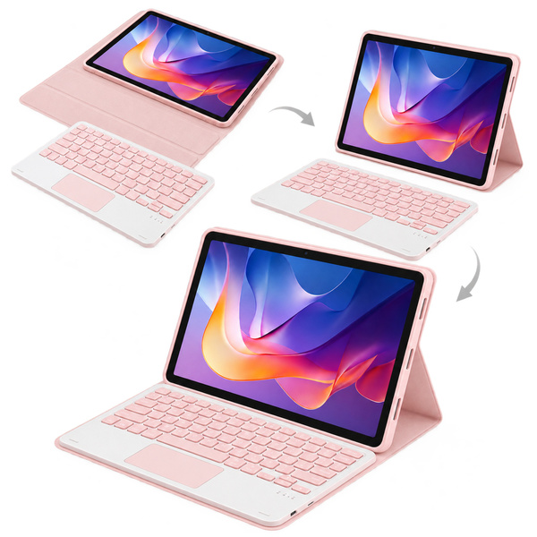 Puzdro s klávesnicou Bluetooth na Redmi Pad 2 11 2025, ružové - ochranné so stojanom, prístup k portom a tlačidlám