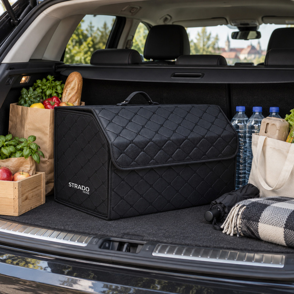 Folding large organizer for car trunk quilted trunk bag tote for shopping and tools