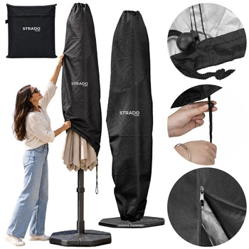 Pokrowiec na parasol ogrodowy 265x70 cm wodoodporny czarny