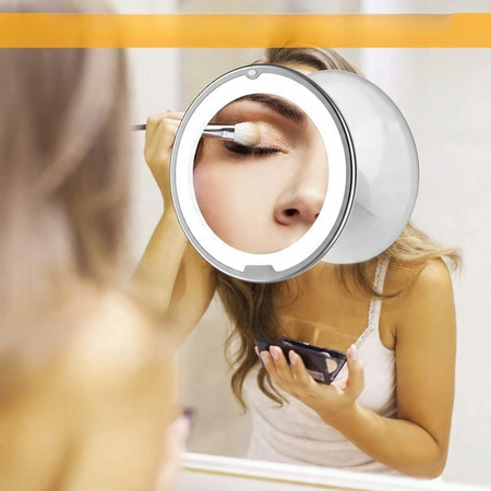 Zrkadielko kozmetické na líčenie zväčšovacie x10 podsvietené LED, biely