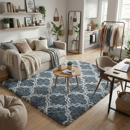 Dywan do salonu shaggy DECOR antypoślizgowy miękki puszysty modny 100x150 Silver Lantern