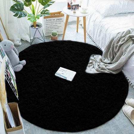 Shaggy Strado 300x300 BlackSky round carpet (Black)