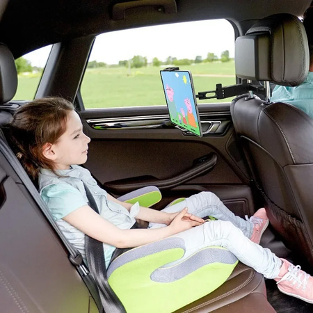 Držiak automobilový na opierku hlavy 360° na tablet telefón na telefón tablet, čierny