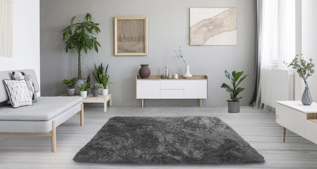 Shaggy Strado room carpet 200x290 GreyNight (Dark grey)