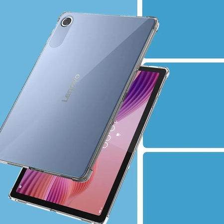 Puzdro Silikónové na Lenovo Tab 10.1 2025, priehľadné - ochranné so stojanom, prístup k portom a tlačidlám