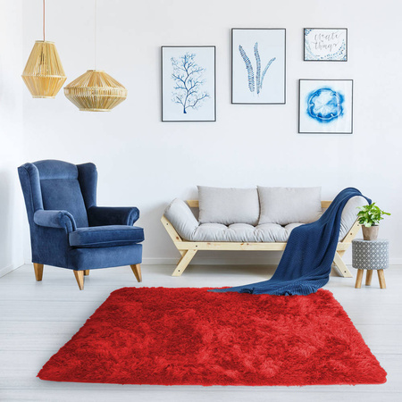Shaggy Strado 250x300 BloodyRed room carpet (Bright red)
