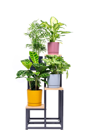 Kwietnik 70 cm stojący metalowy stojak na kwiaty 4 poziomy półki loft Plaza