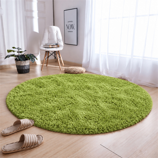 Dywan okrągły Shaggy 120x120 cm, zielony - pluszowy, miękki do salonu i sypialni