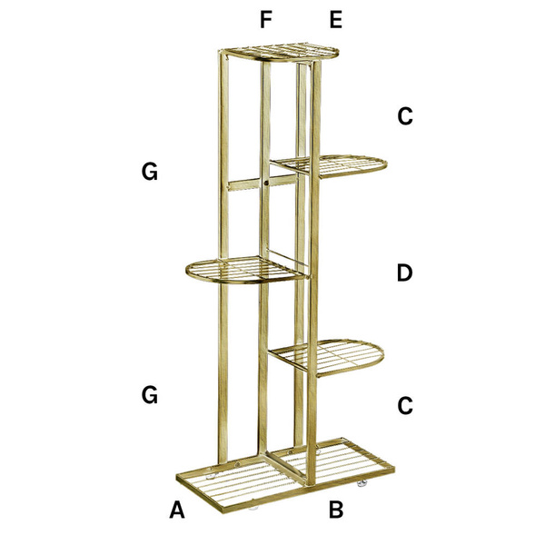 Gold standing metal flower stand for 6 flower pots- elegant flower stand