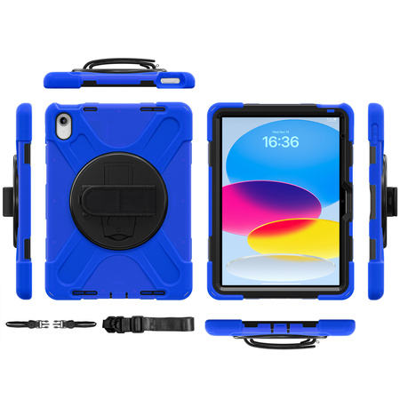 Etui Shockproof z uchwytem do Apple iPad 10.9 2022 / 11 A16 2025 / Apple iPad 10.9 / Apple iPad 11, niebieskie - ochronne