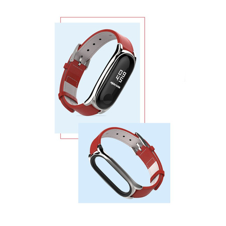 Pasek skórzany do 215 mm do Xiaomi Mi Band 3 / 4, czarny - wymienny