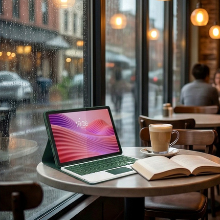 Puzdro s klávesnicou touch na Lenovo Tab 10.1 2025, zelené - ochranné so stojanom