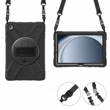 Etui pancerne Armor z uchwytem i paskiem do Galaxy Tab A9 8,7 X110/X115, czarne