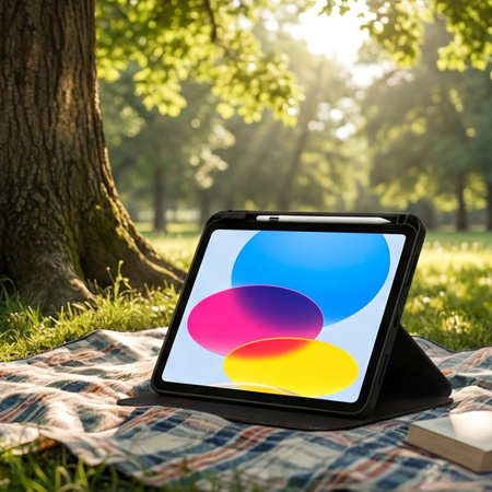 Puzdro otočné Pencil na iPad 10.9 2022 Gen. 10 / 11 2025 A16 Gen. 11 Wake, čierne - ochranné so stojanom