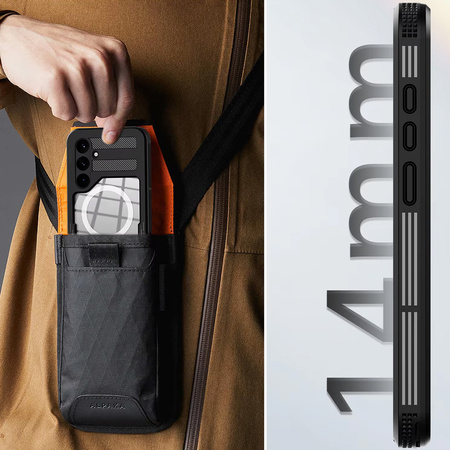 Etui wodoodporne IP68 360+ pasek do Samsung Galaxy S24, czarne - ochronne z podstawką