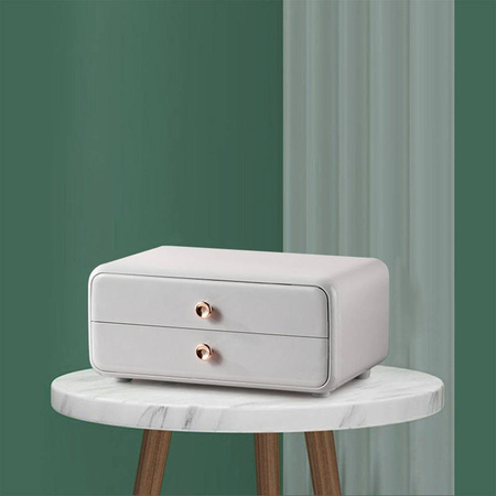 Organizer Kate compact casket for cosmetics and jewelry two drawers classic white acrylic