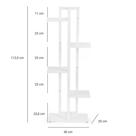 Kwietnik stojący metalowy stojak na kwiaty rośliny 6 donic Tower 112,5cm, biały