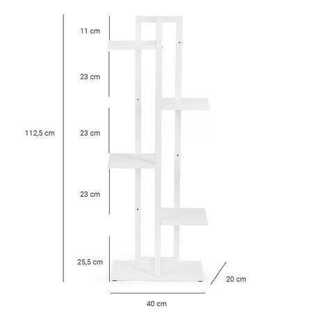 Uniwersalny stojak na kwiaty TOWER – biały, 5-poziomowy kwietnik na 6 doniczek