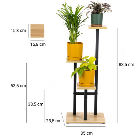 Kwietnik Peak stojący metalowy stojak na kwiaty rośliny regał 83,5cm, czarny